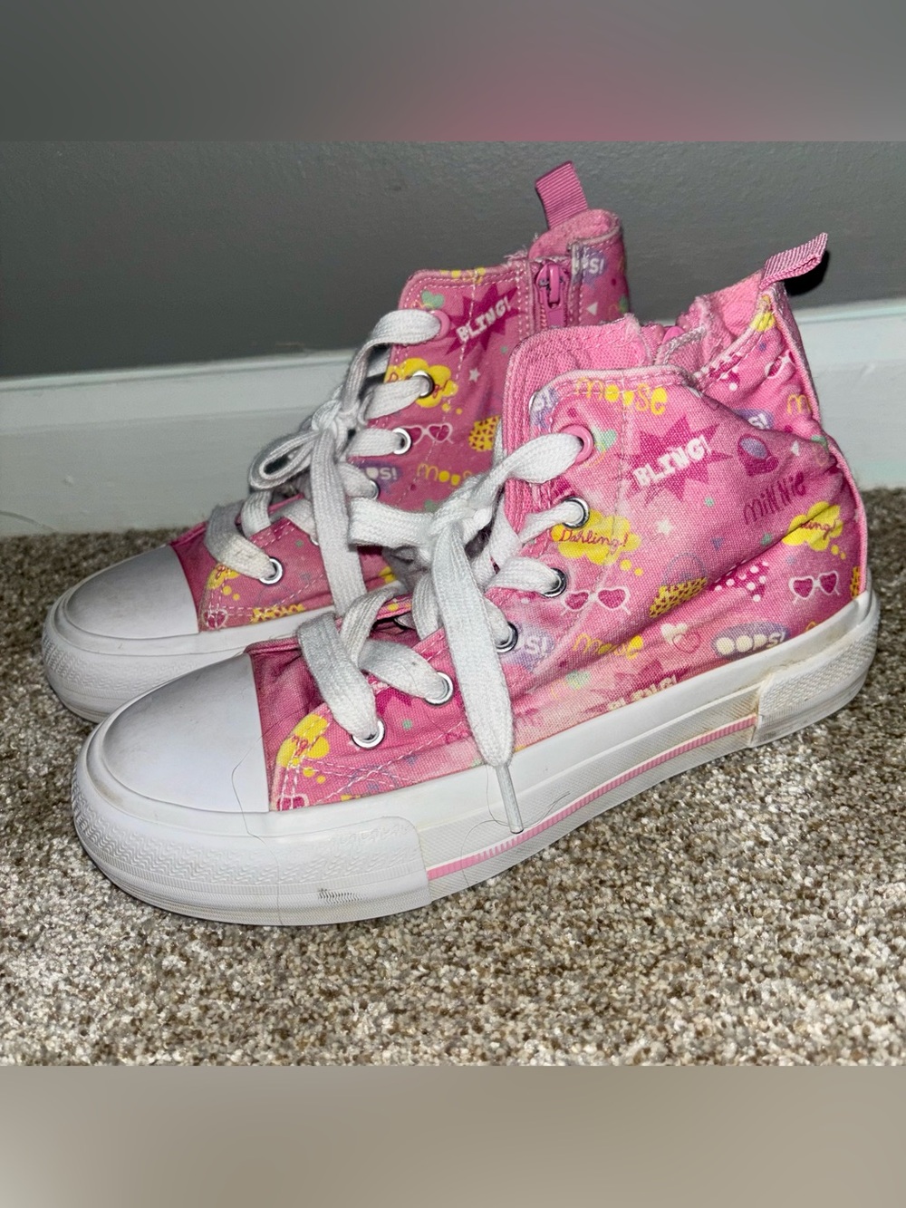 Pink High-Top Kids Sneakers